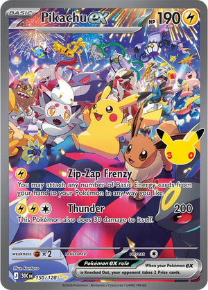 Pikachu ex - 150/128 - ME: 30th Celebration (30C)