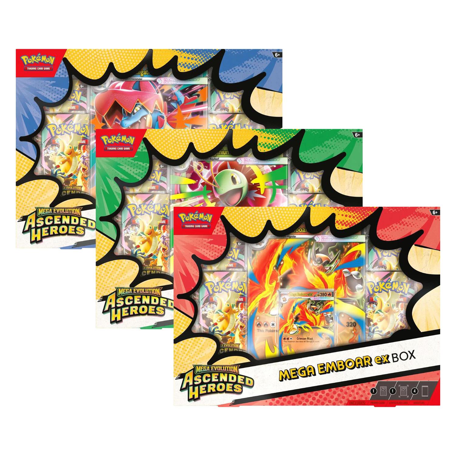 Pokemon TCG: Ascended Heroes Mega ex Box (Mega Meganium ex, or Mega Emboar ex, or Mega Feraligatr ex)